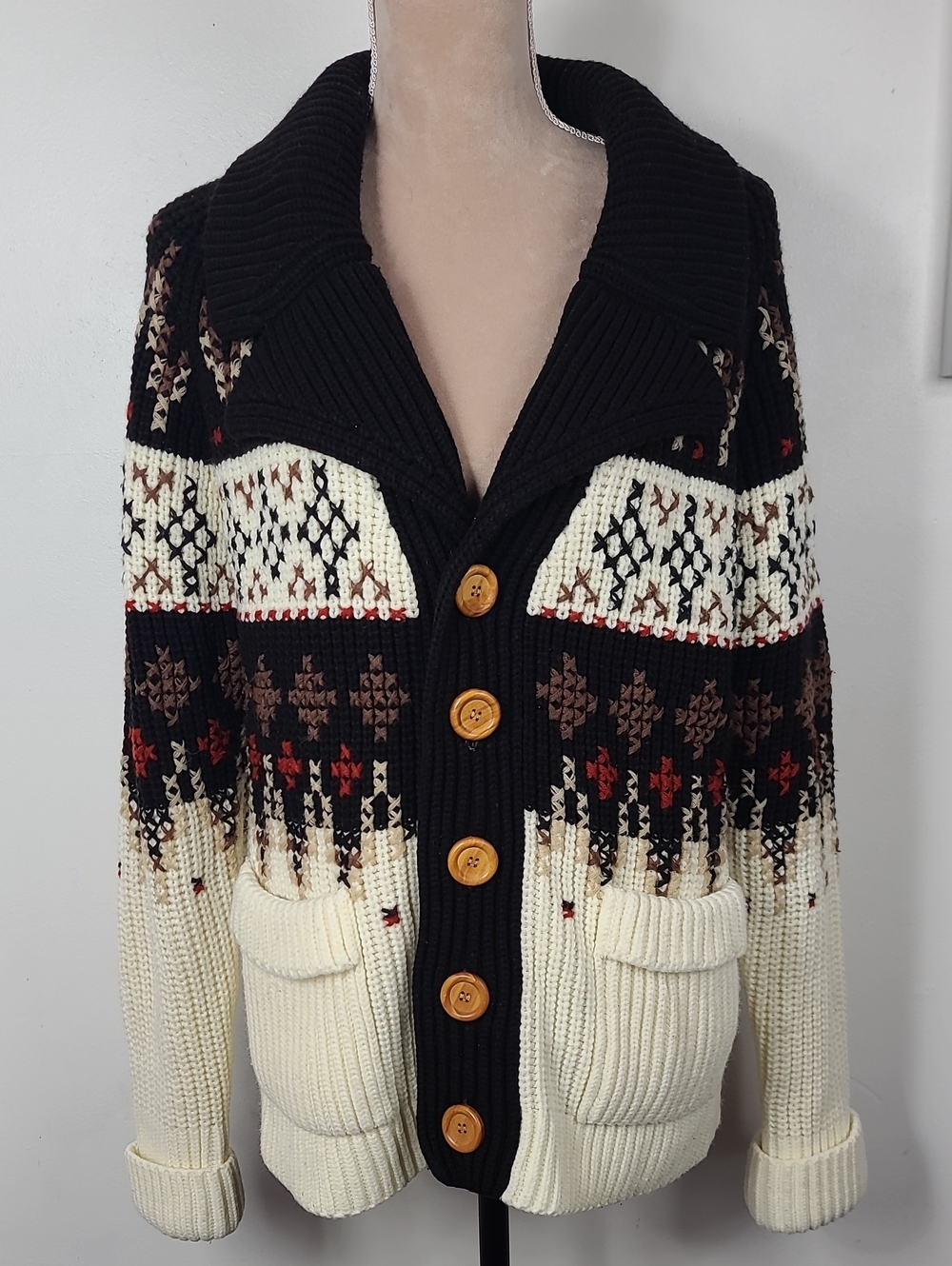 Vtg Silton Cozy Chunky Knit Shawl Collar Grandpacore Cardigan Sweater